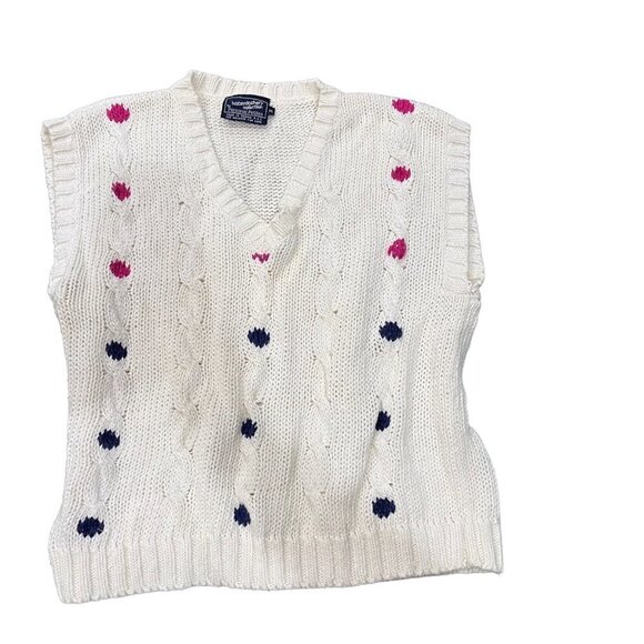 Vintage Boxy Fit Sweater Vest 80s 90s Ladies Petitie Large - Picture 1 of 8